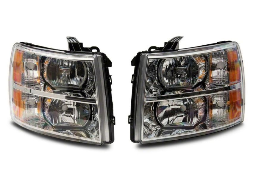 Raxiom S122323 07-14 Chevrolet Silverado 1500 Axial OEM Rep Headlights- Chrome Housing (Clear Lens)