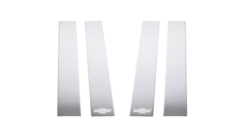 Putco 402671GM-1 2020 Chevy Silv HD - Chevy Bow Tie Etching - Crew Cab / Double Cab (6pcs) SS Pillar Posts