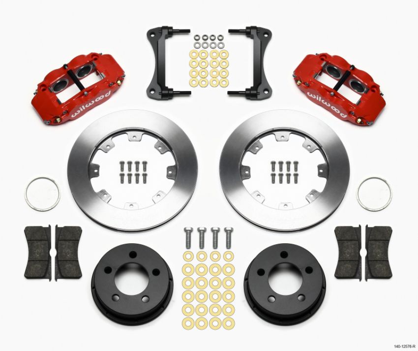 Wilwood 140-12576-R Narrow Superlite 4R Front Kit 12.19in Drilled Red 87-89 Jeep YJ