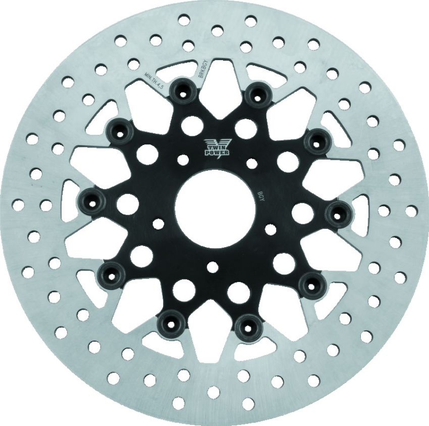 TwinPower 666832 Twin Power 84-17 Big Twin Exc 11.8 and Lug Mount 84-13 XL Front 11.5in Floating Rotor Mesh Black