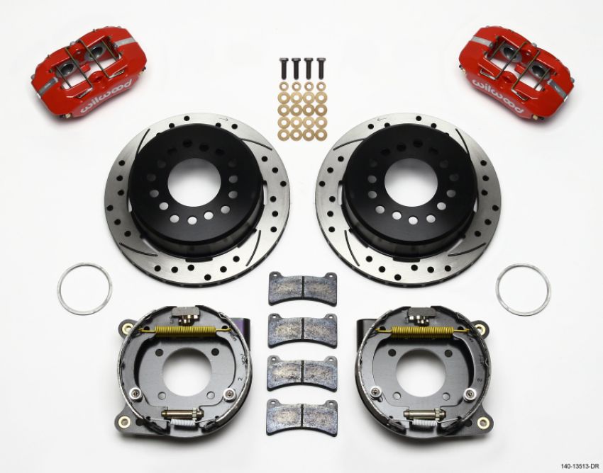Wilwood 140-13513-DR Dynapro Low-Profile 11.00in P-Brake Kit Drill-Red BOP Axle 2.75in Bearing 2.75 Offset