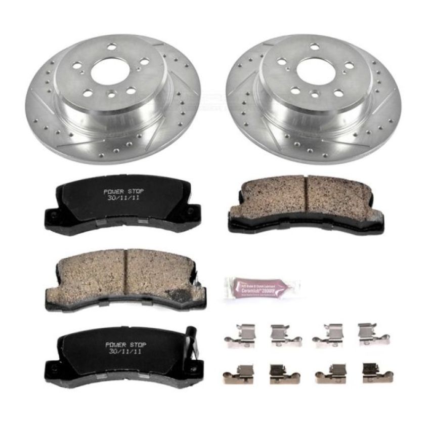 PowerStop K6784 Z23 Daily Driver Carbon-Fiber Ceramic Brake Pad and Drilled & Slotted Rotor Kit