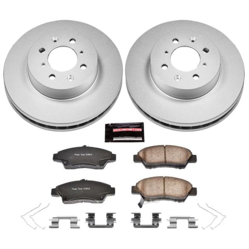 PowerStop CRK5382 Genuine Geomet Coated Rotor and Low-Dust Ceramic Brake Pad Kit