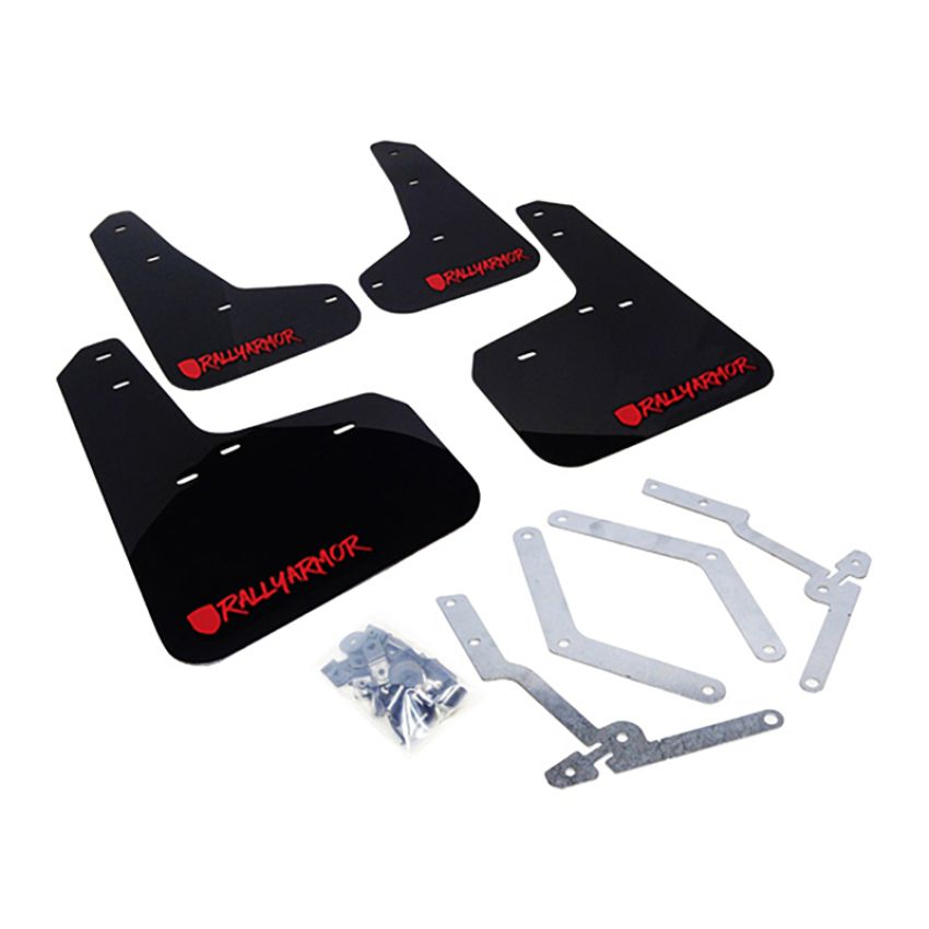 Rally Armor MF27-UR-BLK/RD-X Black Mud Flap/Altered Font Red Logo