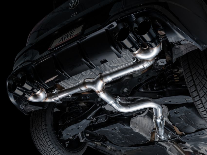AWE Tuning 3020-43658 AWE MK8 Volkswagen Golf R 3in Track Edition Quad Exhaust - Diamond Black Tips