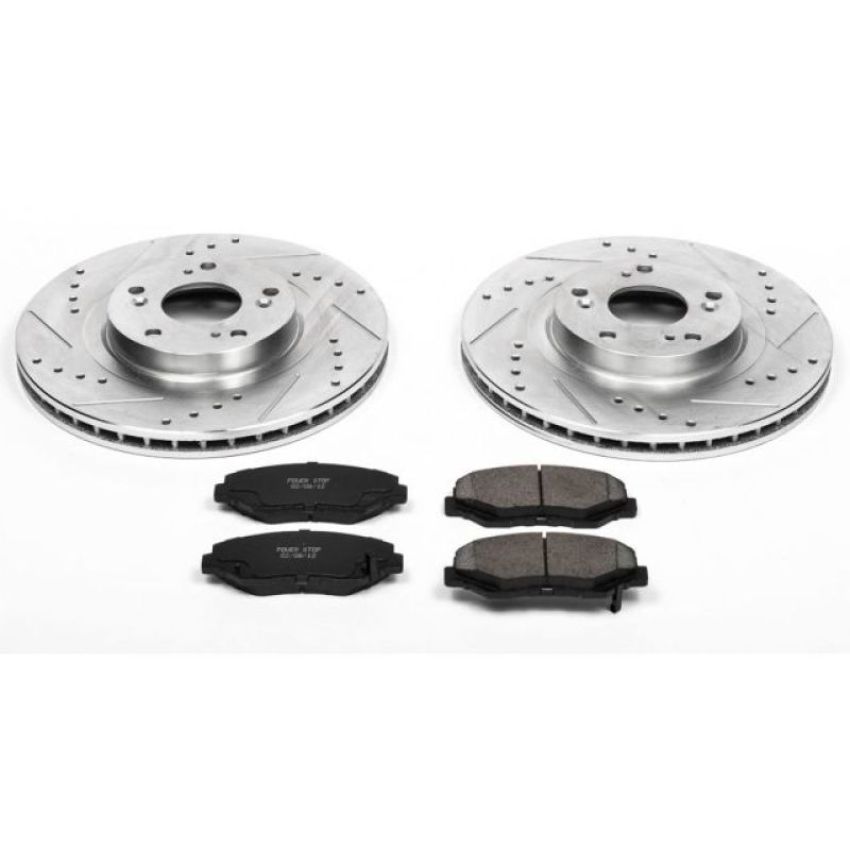 PowerStop K3055 Z23 Daily Driver Carbon-Fiber Ceramic Brake Pad and Drilled & Slotted Rotor Kit