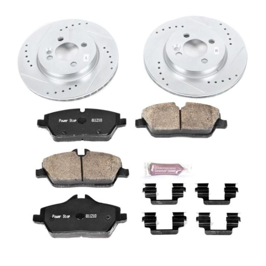 PowerStop K6739 Z23 Daily Driver Carbon-Fiber Ceramic Brake Pad and Drilled & Slotted Rotor Kit
