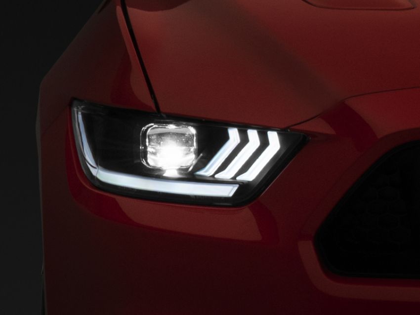 Raxiom 15-17 Ford Mustang GT350 GT500 LED Projector Headlights- Blk Housing (Clear Lens)