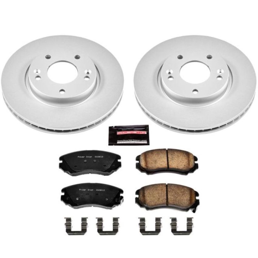 PowerStop CRK165 Genuine Geomet Coated Rotor and Low-Dust Ceramic Brake Pad Kit