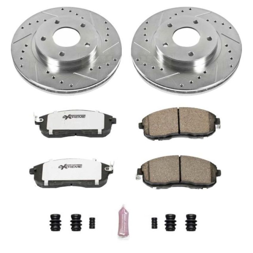 PowerStop K3137-26 Z26 Street Performance Ceramic Brake Pad and Drilled & Slotted Rotor Kit