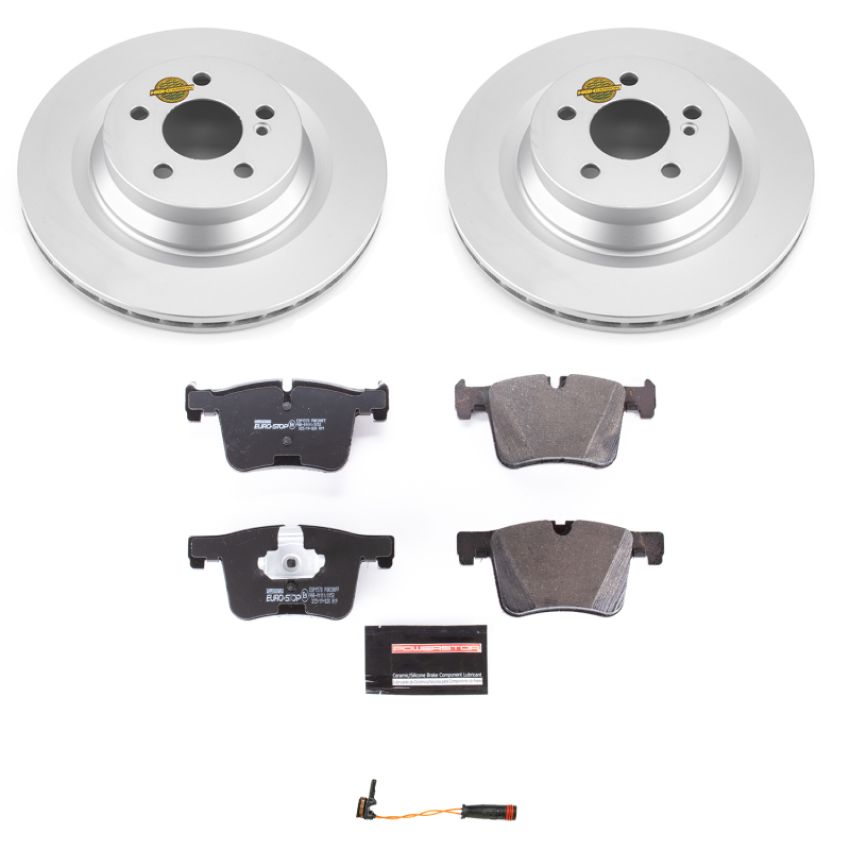 PowerStop ESK6881 Genuine Geomet Coated Rotors, ECE-R90 Brake Pads + Hardware Kit