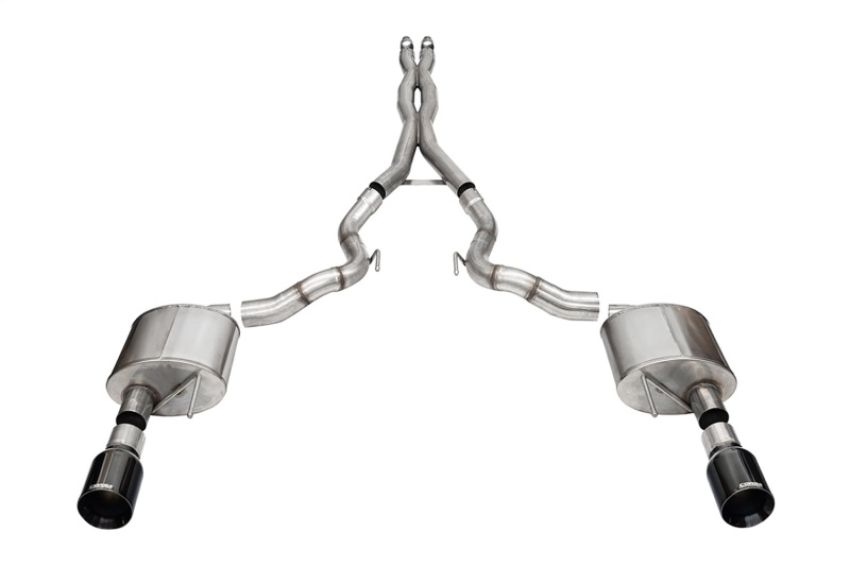 CORSA Performance 21271BLK Corsa 24 Ford Mustang GT Conv Xtreme CatBk Ex.Sys 3.0in Dual Rear Exit w4.5in Black StraightCut Tip