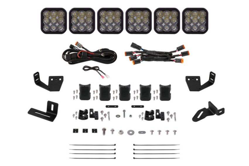 Diode Dynamics DD7818 Prinsu/Sherpa Roof Rack SS5 6-Pod CrossLink Mounting Kit - Sport White Driving