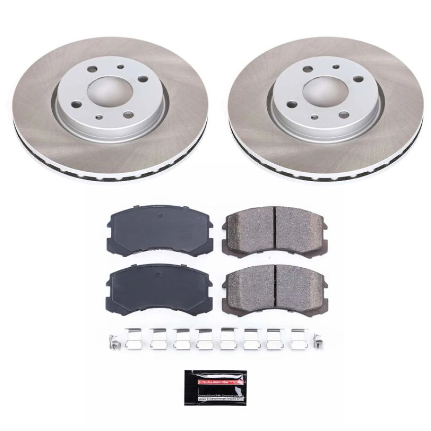 PowerStop SC1092 Semi-Coated Rotor and Low-Dust Ceramic Brake Pad Kit