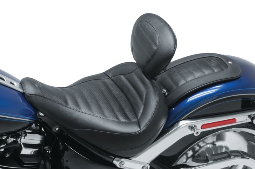 Mustang Motorcycle 79770 Mustang 20-21 HarleyFat Boy Standard Touring Solo Seat w/Driver Backrest - Black