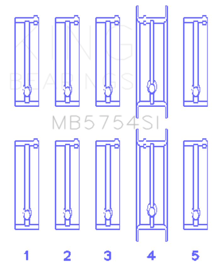 King Engine Bearings MB5754SI0.75 ChevrolET 121Ci/Ln2 134Ci Fl O/S 010 (Size +0.75mm) Main Bearing Set