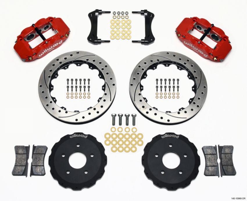 Wilwood 140-10968-DR Narrow Superlite 6R Front Hat Kit 13.06in Drill Red Backdraft Cobra (BMW E36 Based)