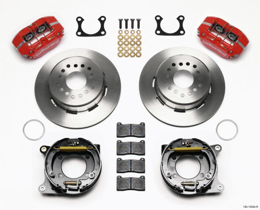 Wilwood 140-13204-R Dynapro Dust-Boot P/S Park Brake Kit Red Big Ford 2.36in Offset