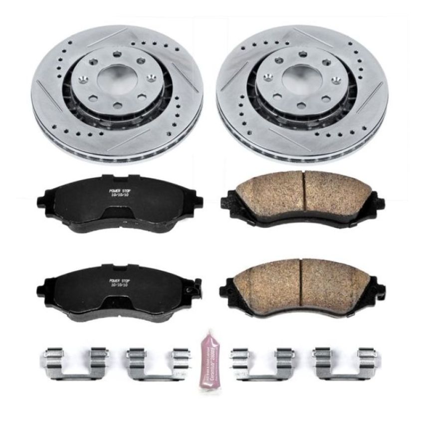 PowerStop K5893 Z23 Daily Driver Carbon-Fiber Ceramic Brake Pad and Drilled & Slotted Rotor Kit