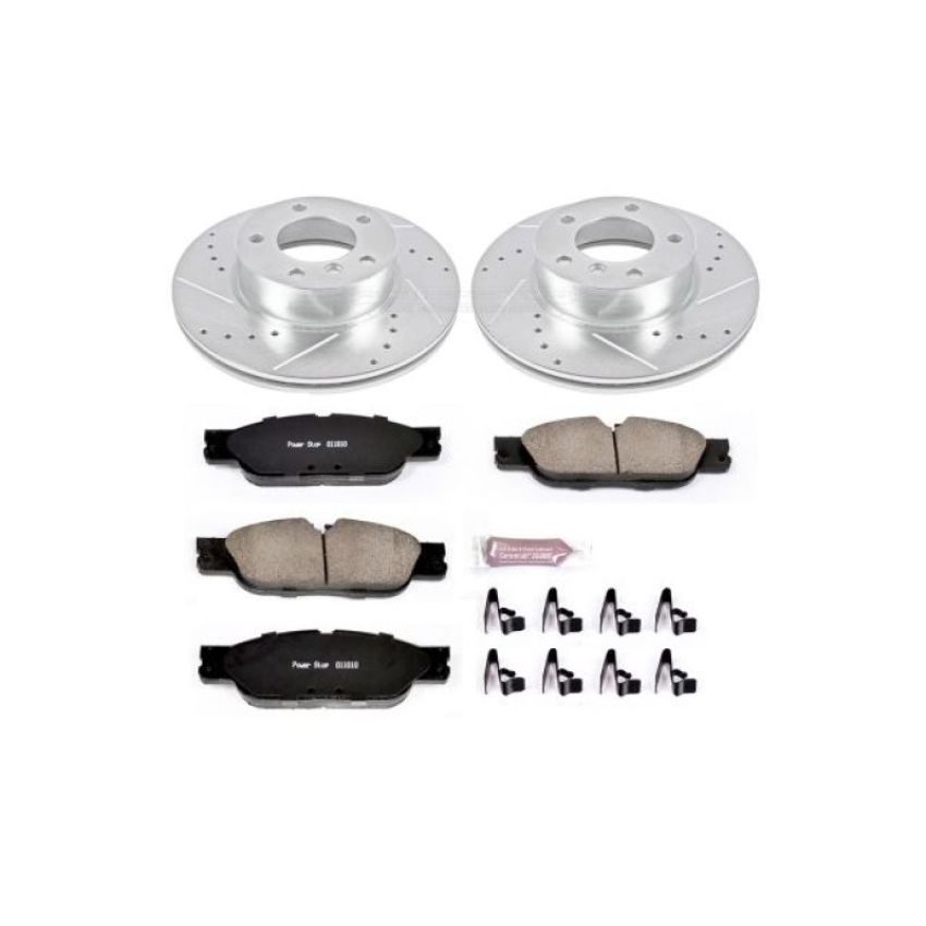 PowerStop K6346 Z23 Daily Driver Carbon-Fiber Ceramic Brake Pad and Drilled & Slotted Rotor Kit