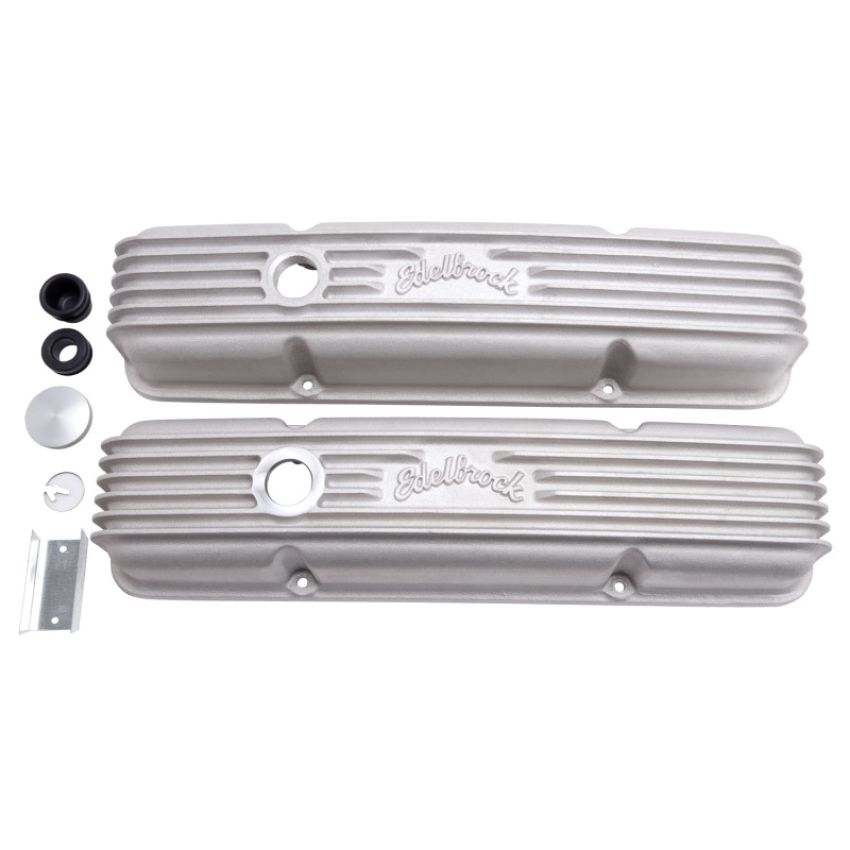 EDELBROCK EDE41449 Valve Cover Kit Classic Finned SBC 59-86