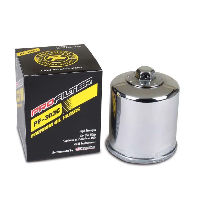 ProFilter PF-303C Honda/Kawasaki/Polaris/Yamaha Spin-On Chrome Various Performance Oil Filter