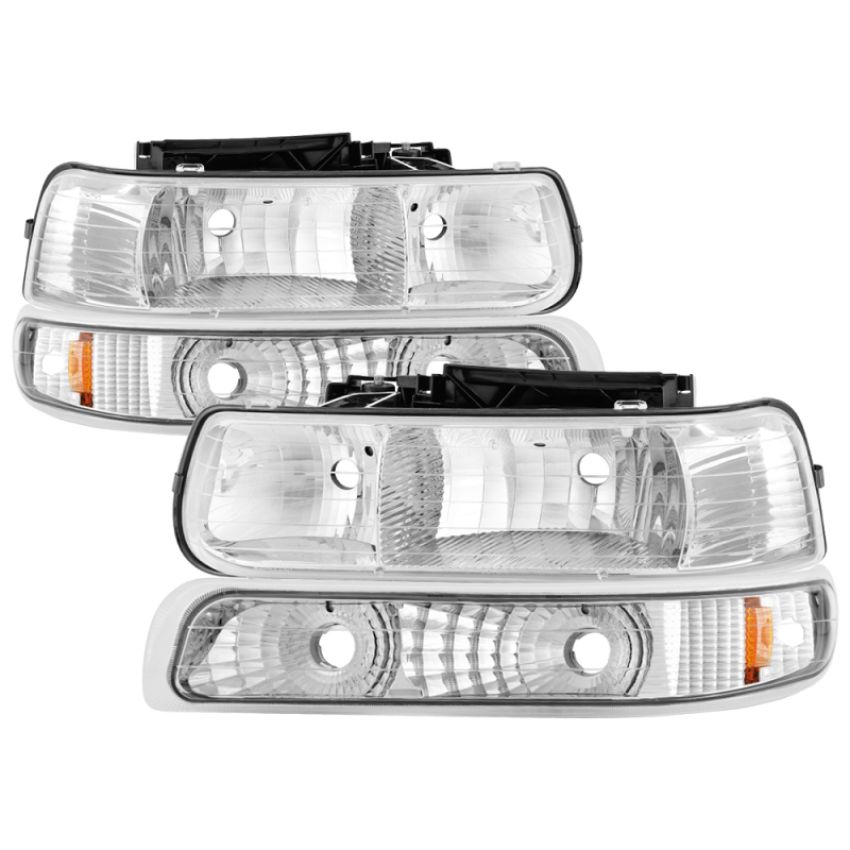 SPYDER 5064226 Xtune Chevy TahOE 00-06 Amber Crystal Headlights w/ Bumper Lights Chrome HD-JH-CSIL99-SET-AM-C