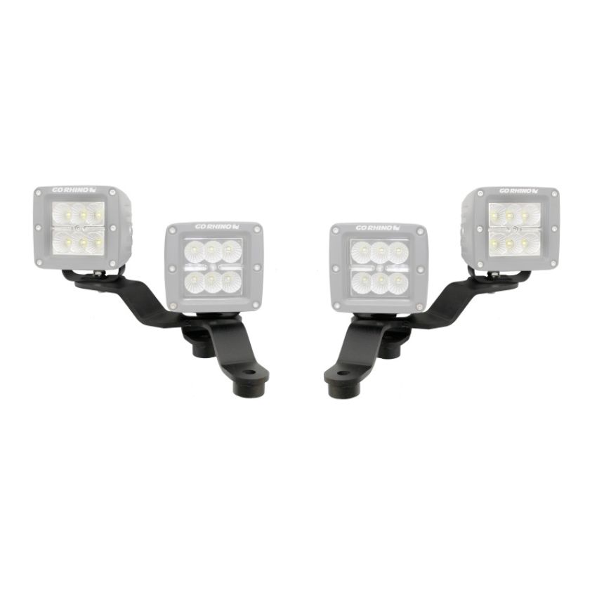 Go Rhino 730231T 18-20 Jeep Wrangler JL/JLU/Gladiator JT Light Mount - Two 3in Cubes Offset