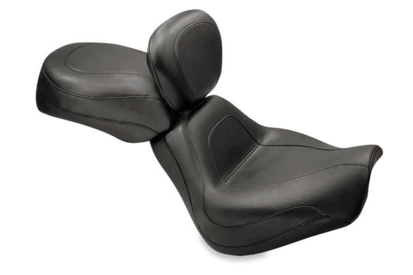 Mustang Motorcycle 79158 Mustang 00-07 Harley Softail Deuce Sport Touring Solo Seat w/Driver Backrest - Black