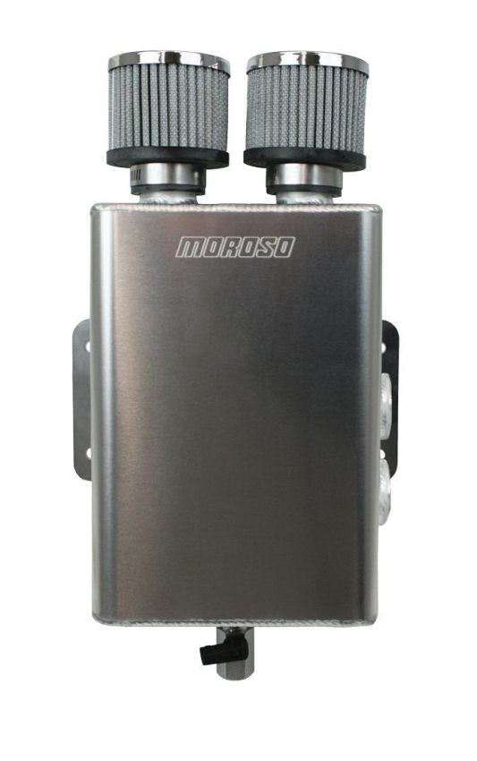 Moroso 85392 Breather Tank/Catch Can -16An Female Inlet - Right Side - Two Breathers - Aluminum
