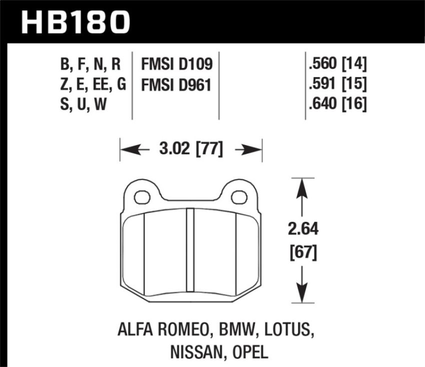 Hawk Performance HB180E.560 Blue 9012 Disc Brake Pad