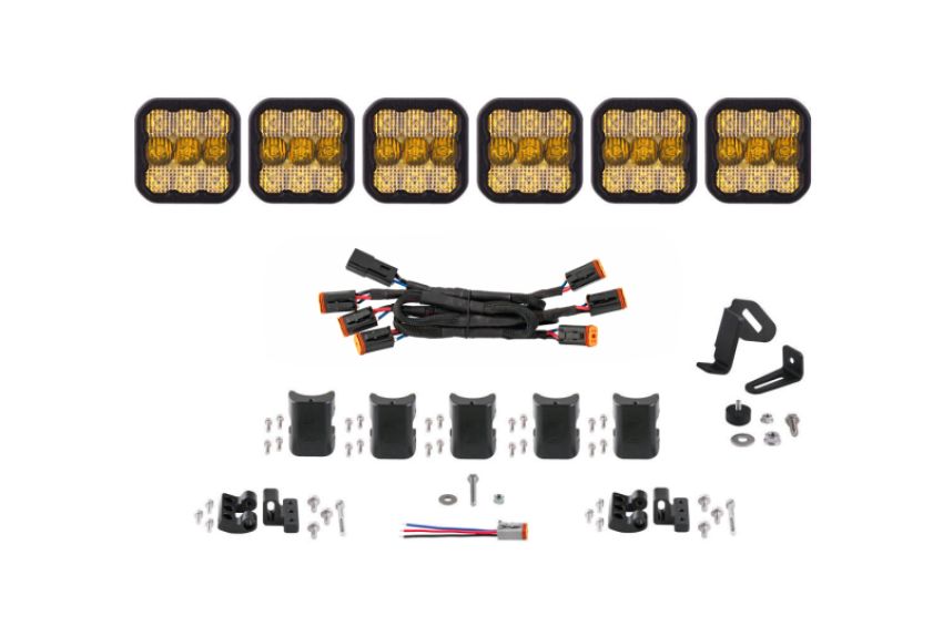 Diode Dynamics DD6799 SS5 Sport Universal CrossLink 6-Pod Lightbar - Yellow Combo