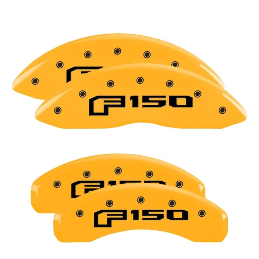 MGP 10256SF16YL 4 Caliper Covers Engraved Front & Rear 2015 Ford F-150 Yellow Finish Black F-150 Logo