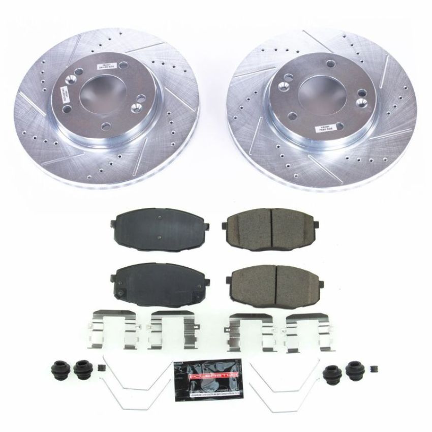 PowerStop K8007 Z23 Daily Driver Carbon-Fiber Ceramic Brake Pad and Drilled & Slotted Rotor Kit