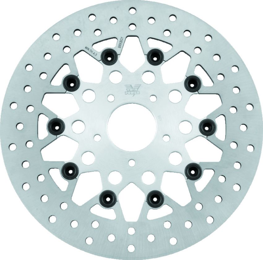 TwinPower 666834 Twin Power 84-17 Big Twin Exc 11.8 and Lug Mount 84-13 XL Front 11.5 Floating Rotor Mesh Silver