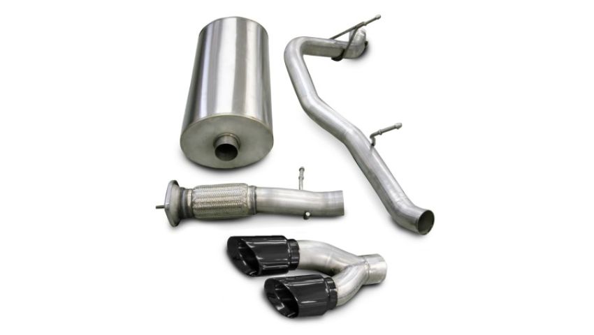 Corsa Performance 14202BLK 3.0in. Cat-Back Single Side Exit with Twin 4.0in. Black PVD Pro-Series Tips