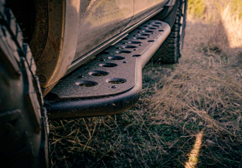 Cali Raised LED CR2657 Cali Raised 05-23 Toyota Tacoma Step Ed Rock Sliders - Double Cab Long Bed W/ No Kick Out/Bed Liner