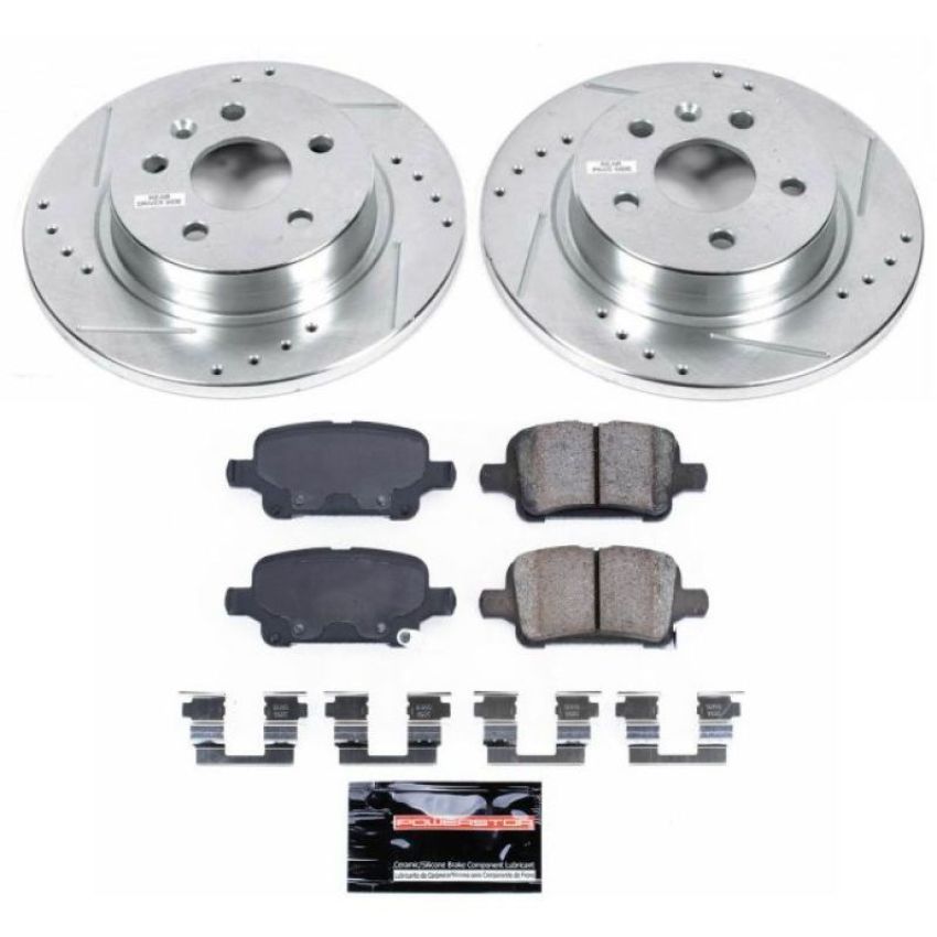 PowerStop K7896 Z23 Daily Driver Carbon-Fiber Ceramic Brake Pad and Drilled & Slotted Rotor Kit