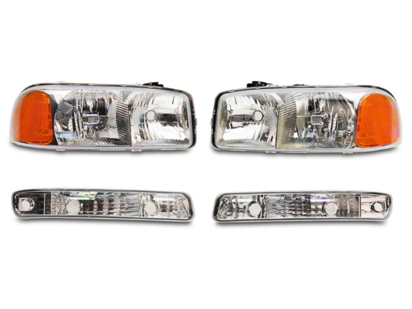 Raxiom S518303 99-06 GMC Sierra 1500 Axial Series OEM Crystal Rep Headlights- Chrome Housing (Clear Lens)