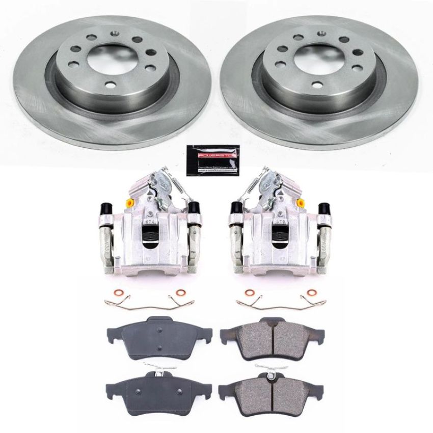 PowerStop KCOE1436 OE Stock Replacement Low-Dust Ceramic Brake Pad, Rotor and Caliper Kit