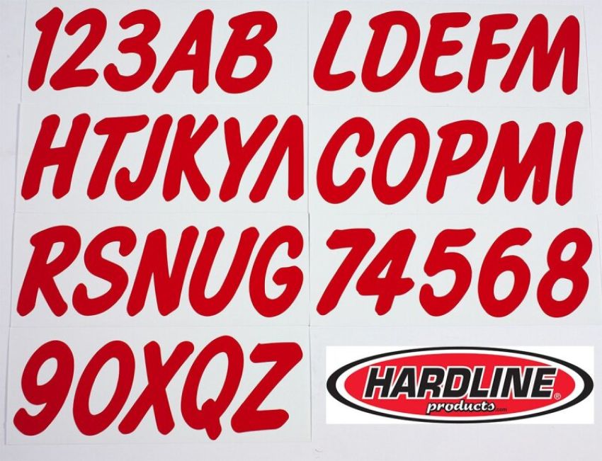 Hardline LR400EC Boat Lettering Registration Kit 3 in. - 400 Lava Red Solid