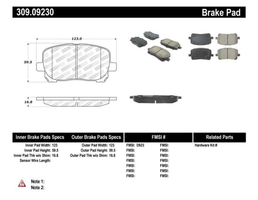 Stoptech 309.09230 Performance Brake Pads
