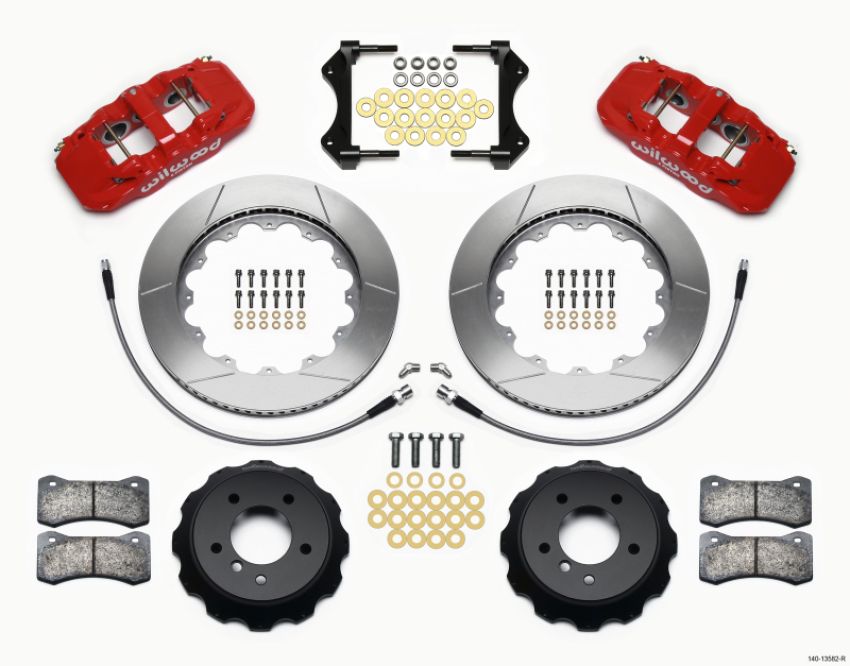 Wilwood 140-13582-R AERO6 Front Hat Kit 14.00 Red 2007-2011 BMW E90 Series w/Lines