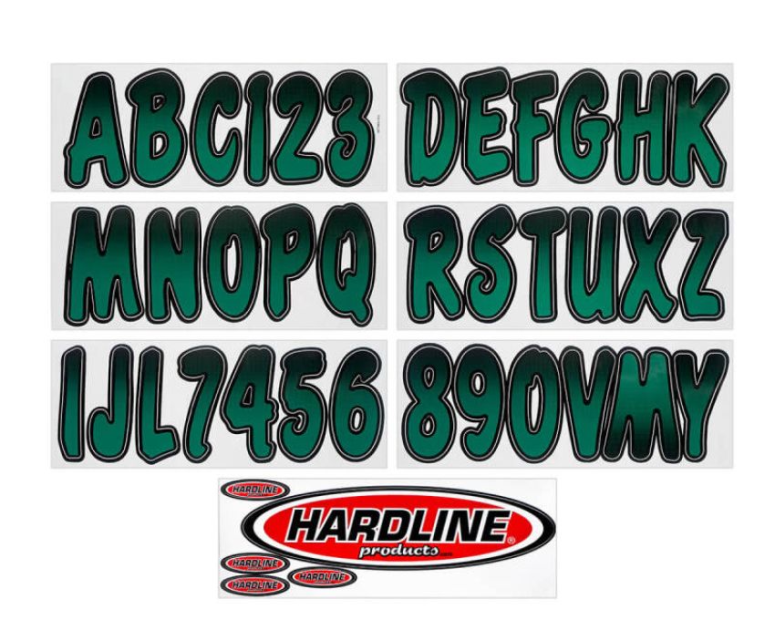 Hardline TEBKG200 Boat Lettering Registration Kit 3 in. - 200 Forest Green/Black
