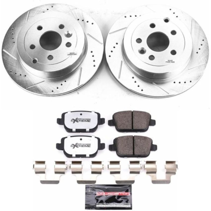 PowerStop K5653-36 Z36 Truck and SUV Carbon-Fiber Ceramic Brake Pad and Drilled & Slotted Rotor Kit