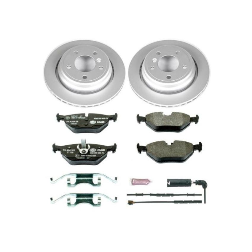 PowerStop ESK877 Genuine Geomet Coated Rotors, ECE-R90 Brake Pads + Hardware Kit