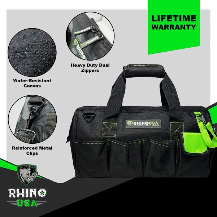 Rhino USA RNO-TOOLBAG-BLK Heavy Duty Tool Bag (Black)