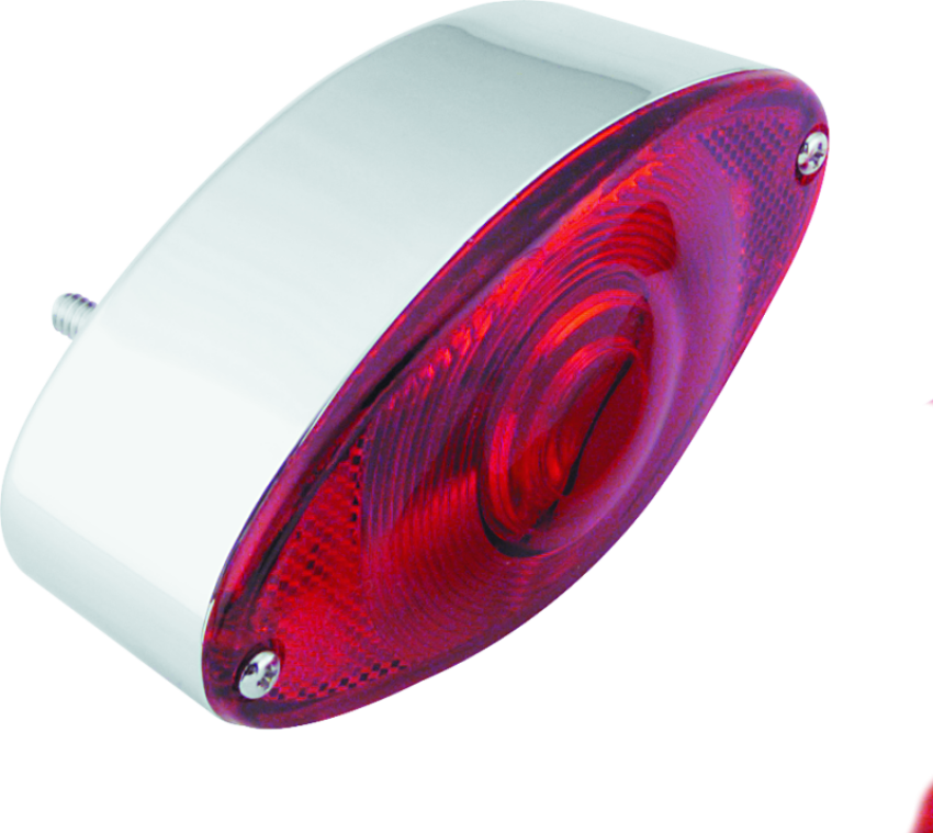 Bikers Choice 492906 Chrome Cat Eye Tail Lamp Assembly Red Lens Universal Custom