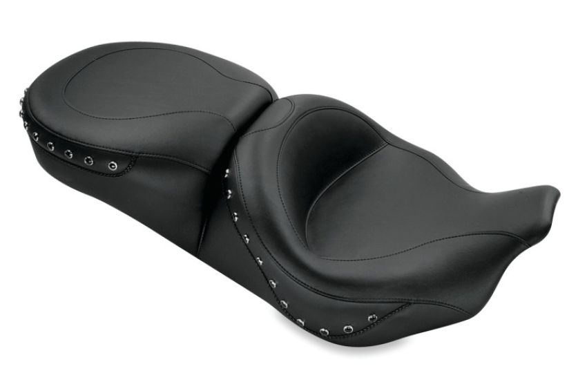 Mustang Motorcycle 76039 Mustang 08-21 Electra Glide,Rd Glide,Rd King,Str Glide Touring 1PC Seat w/ Blk Pearl Studs - Black