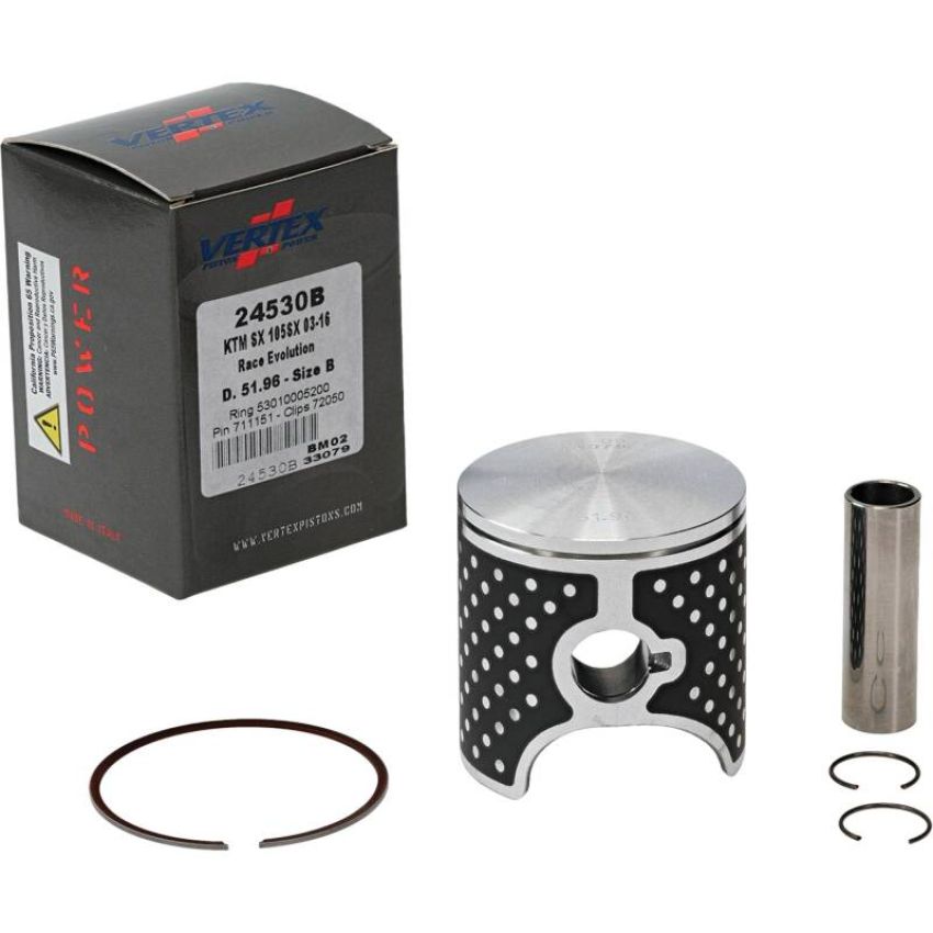 Vertex Pistons 24530B Vertex Piston 04-11 KTM 105 SX 105cc Cast Race Evolution Stroker Piston Kit 112cc 15mm